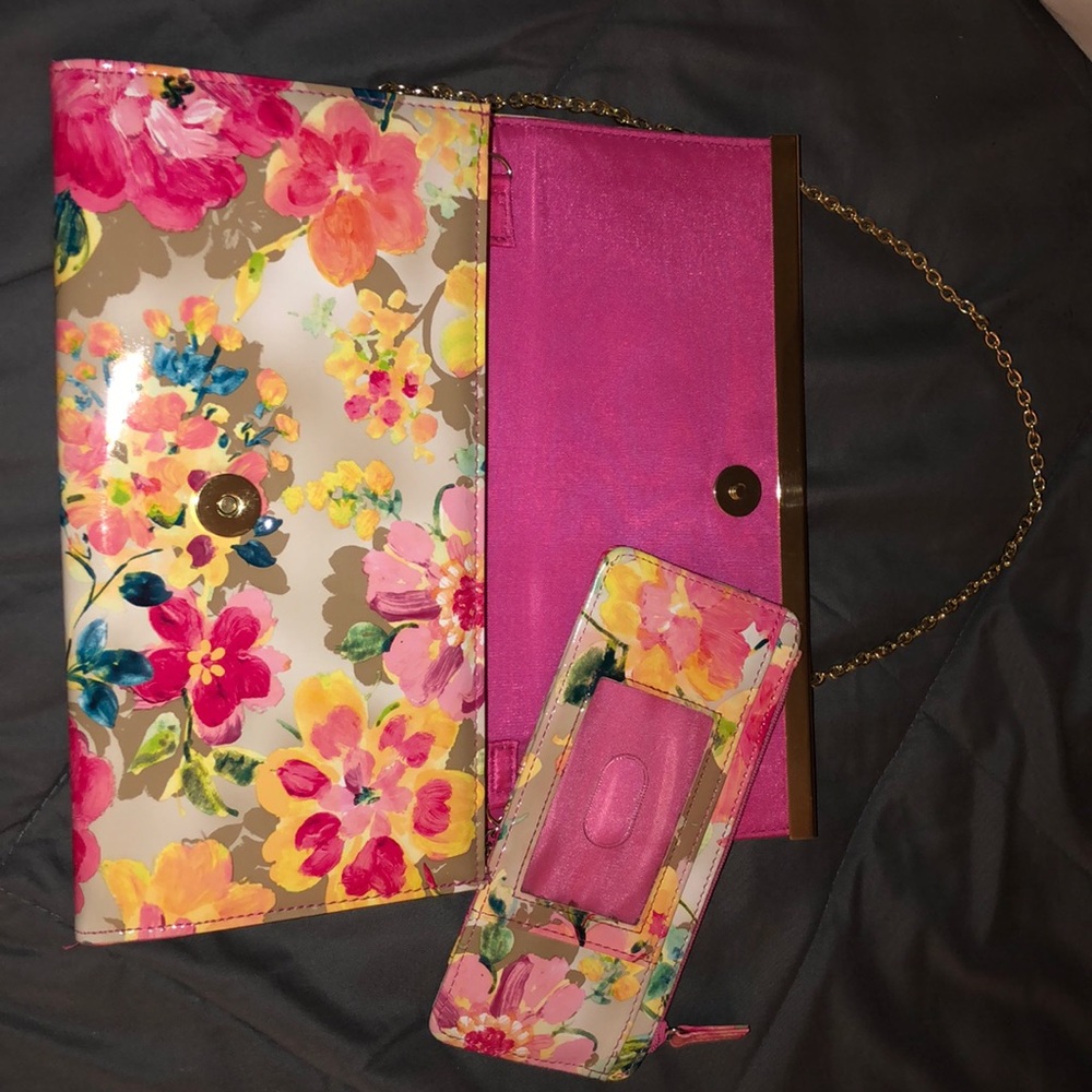 Jessica MkClintock floral shoulder bag w wallet